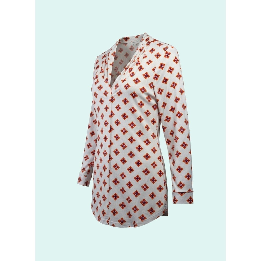 Charter Club XL White Orange Floral Tunic Blouse Lightweight